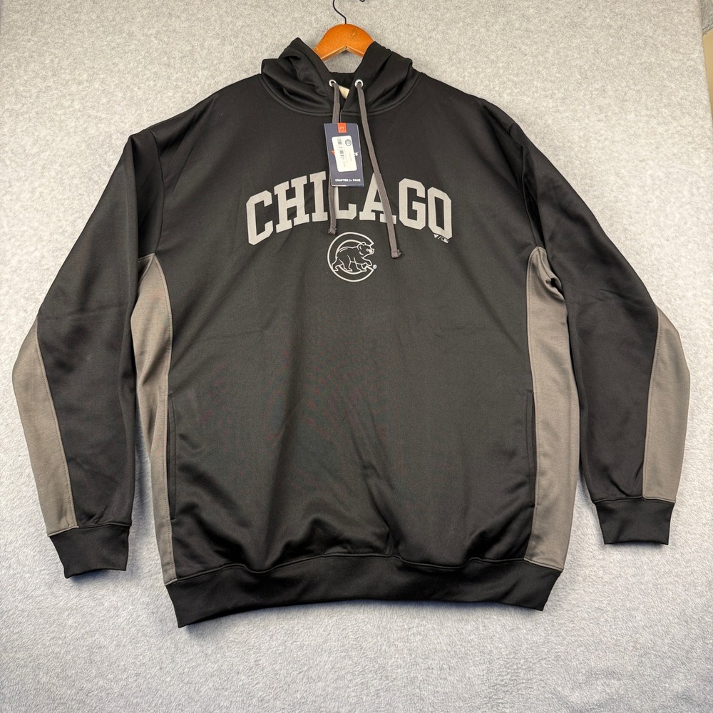 Chicago Cubs Fanatics Hoodie Mens 2XLT Black Polyester New
